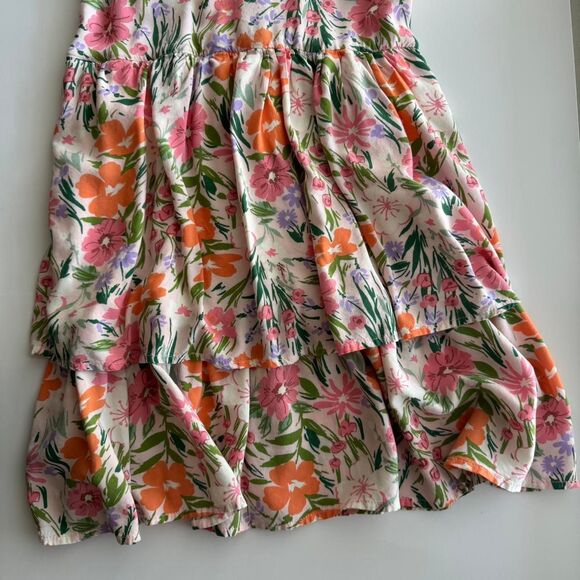 AUW Women's Floral Dress Size Large 80s Coquette Cottage Party Sundress Pop - Picture 4 of 6